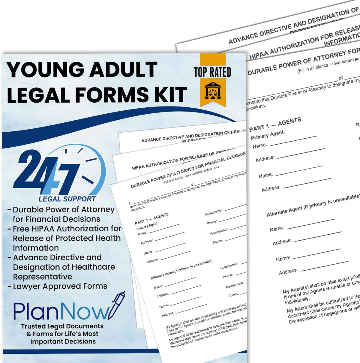 Young Adult Legal Forms Kit, POA, HIPAA Authorization & Advance Directive