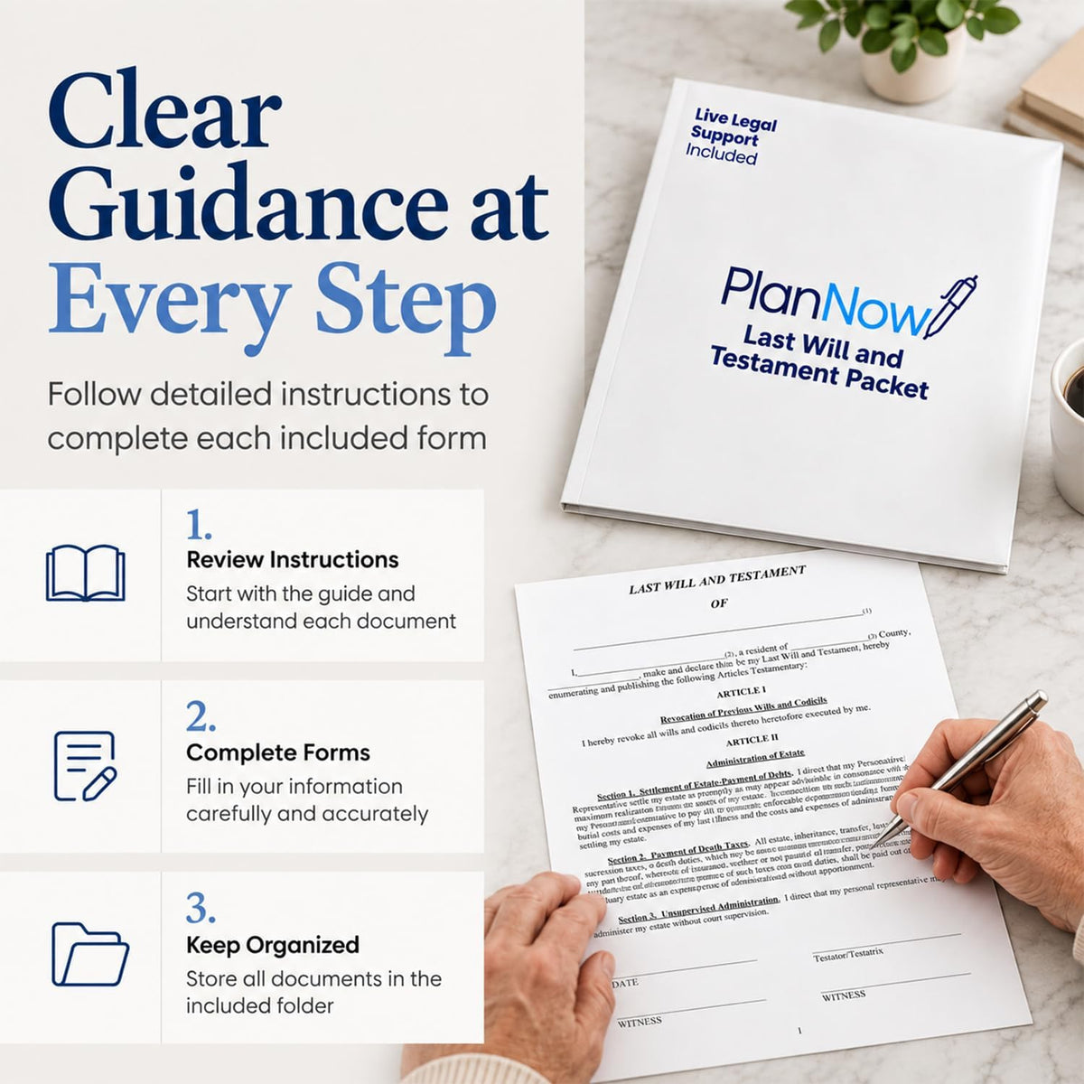 Last Will and Testament Packet with Trust, Guardianship & Legal Aid
