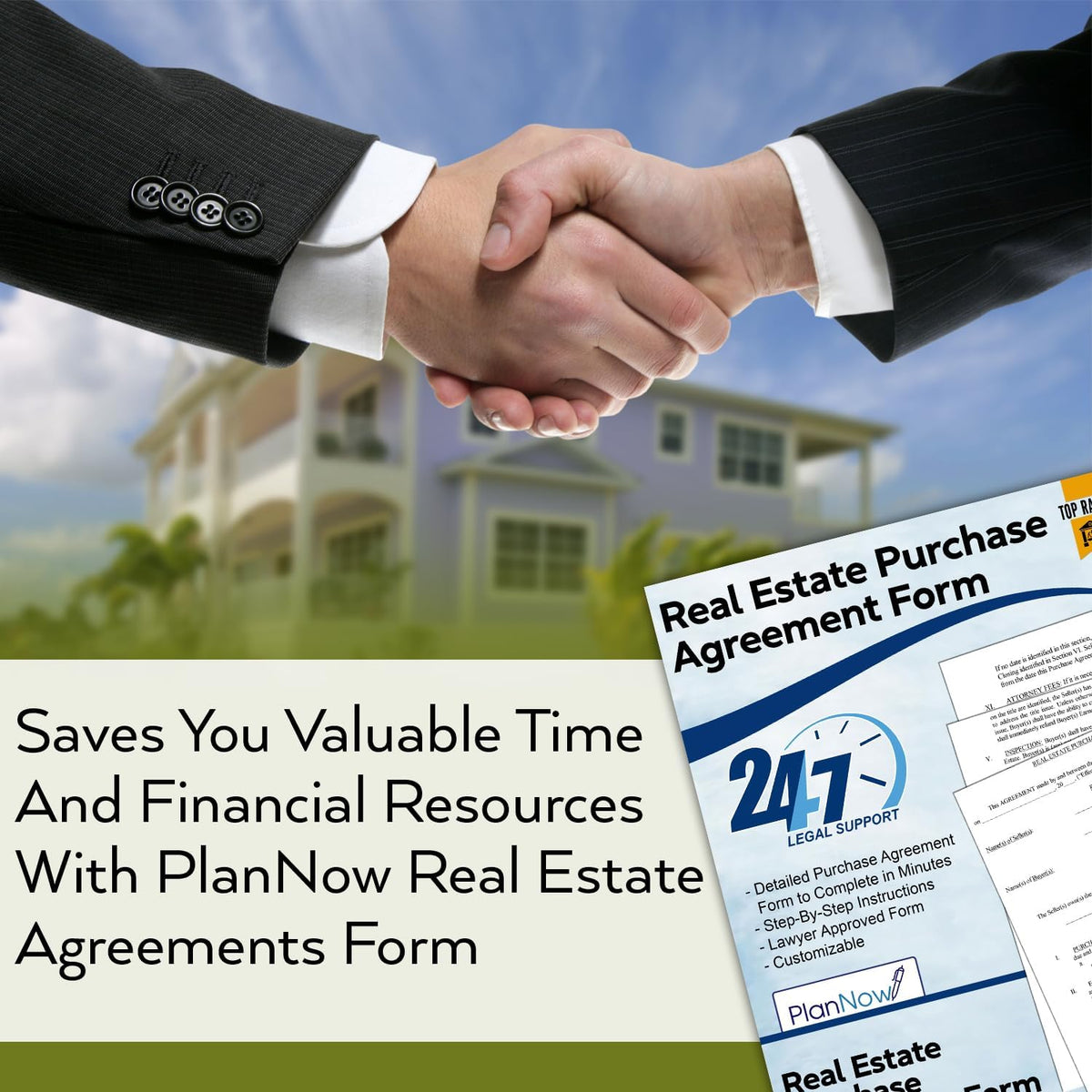 Real Estate Purchase Agreement Form with Attorney Approved Instructions