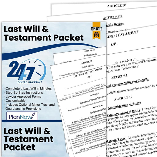 Last Will and Testament Packet with Trust, Guardianship & Legal Aid