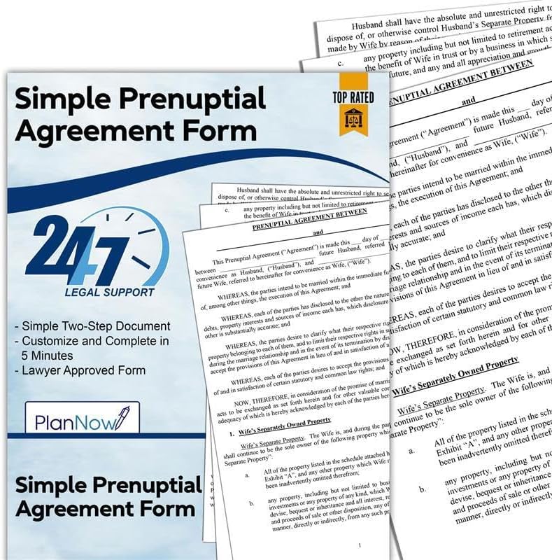 Prenuptial Agreement Form with Step-by-Step Instructions, Attorney Approved