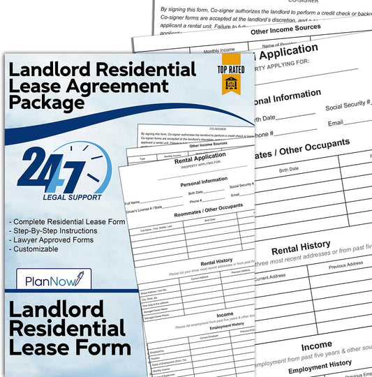 Residential Lease Agreement Forms with Rental Application & Instructions
